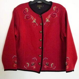 Icelandic Design Wool Embroidered Cardigan Jacket